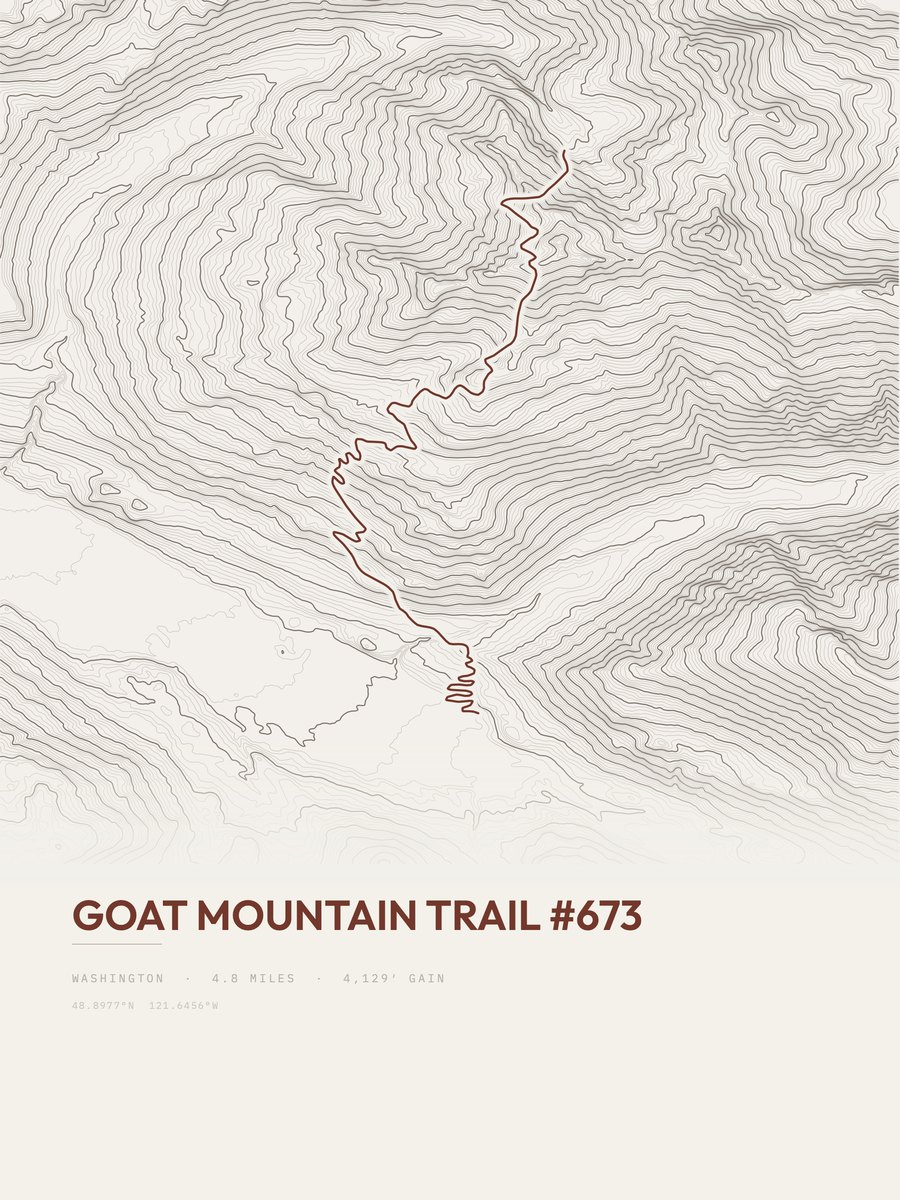 Goat Mountain Trail topographic trail print