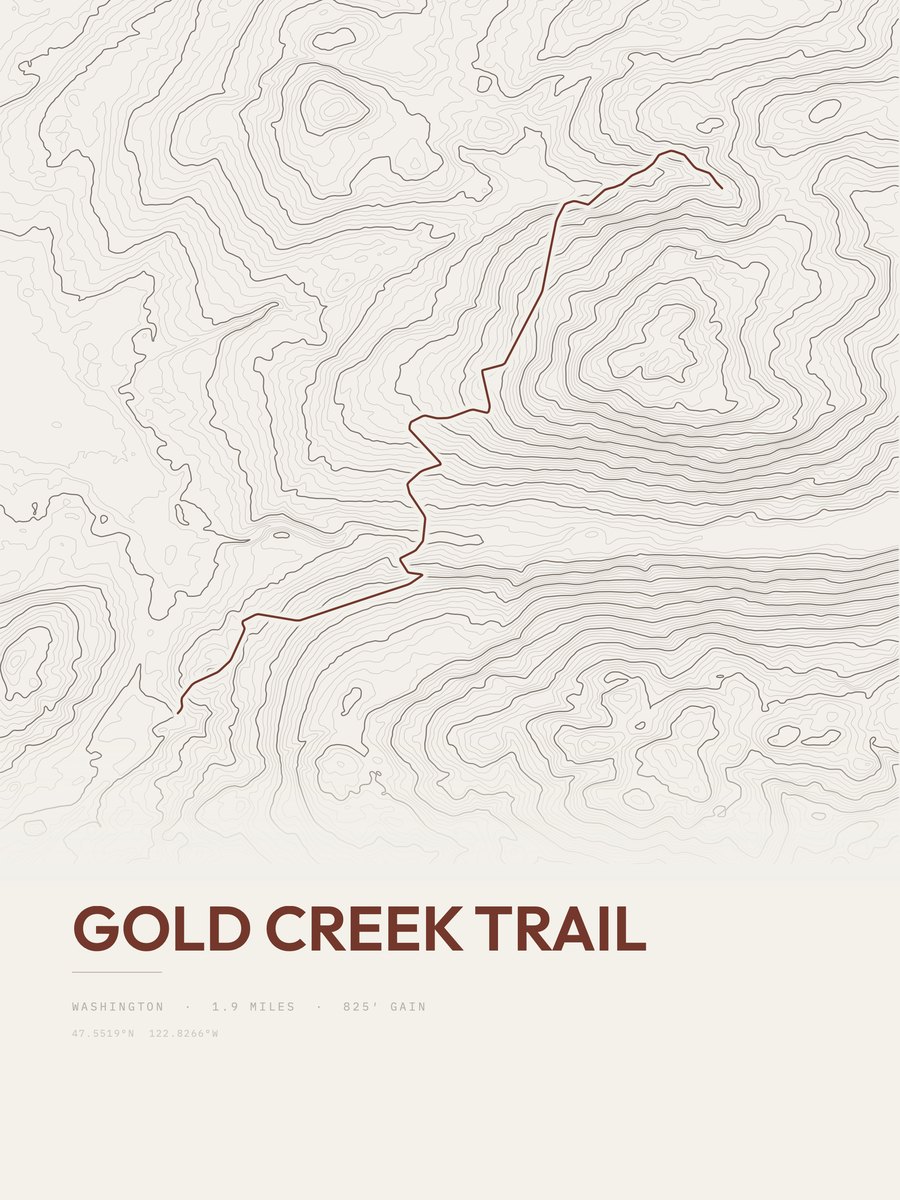 Gold Creek Trail topographic trail print