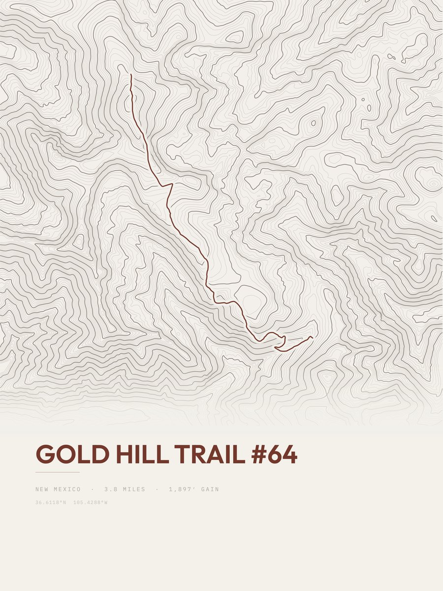 Gold Hill Trail Topographic print