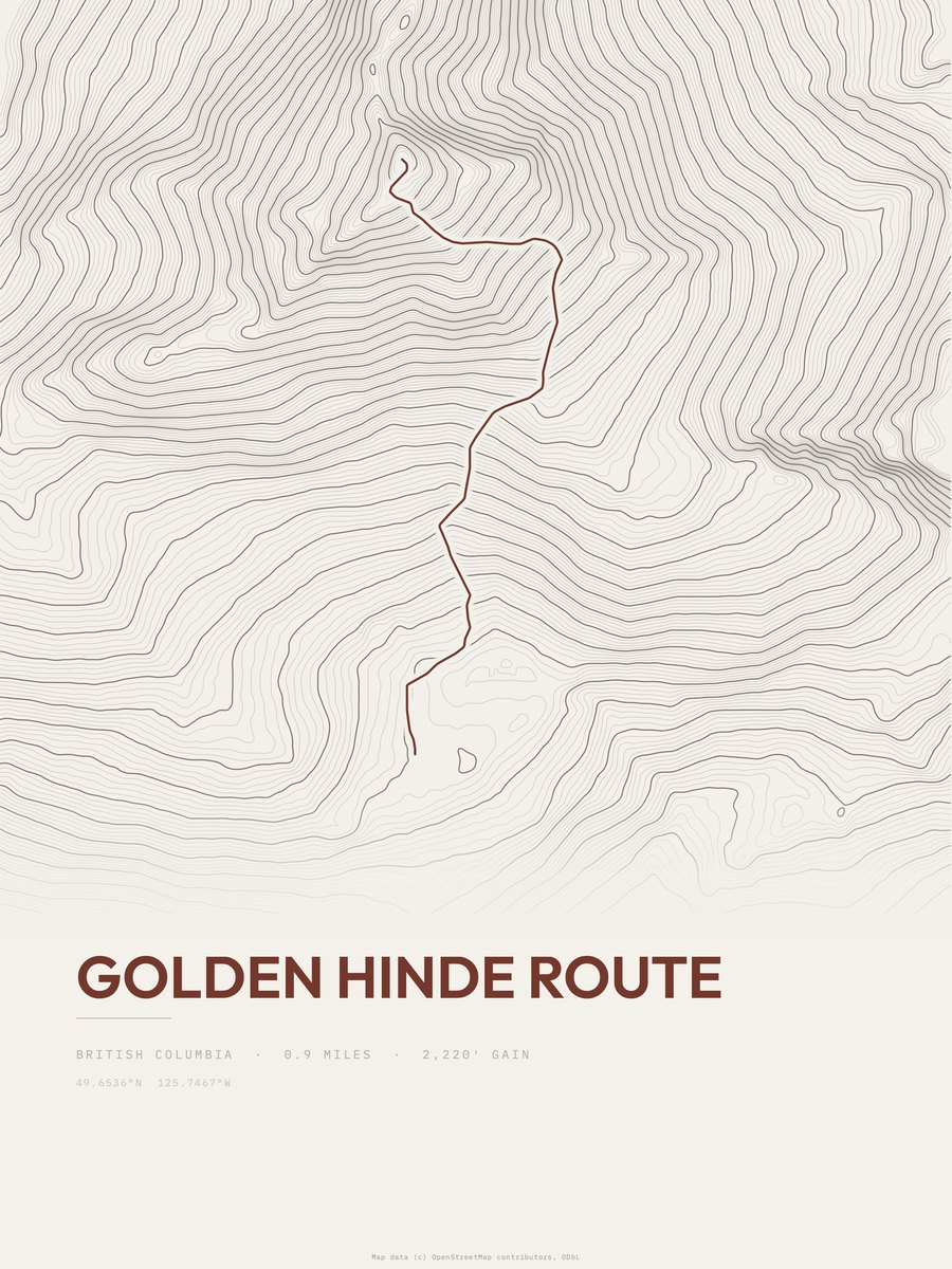 Golden Hinde Route Topographic print