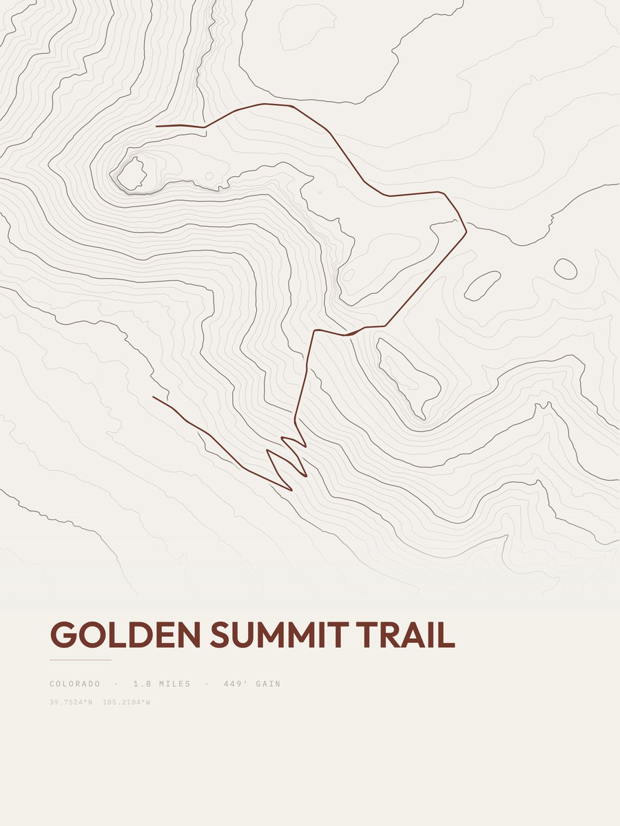 Golden Summit Trail topographic trail print