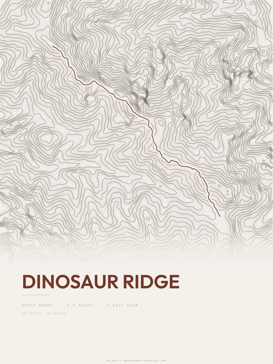 Dinosaur Ridge topographic trail print