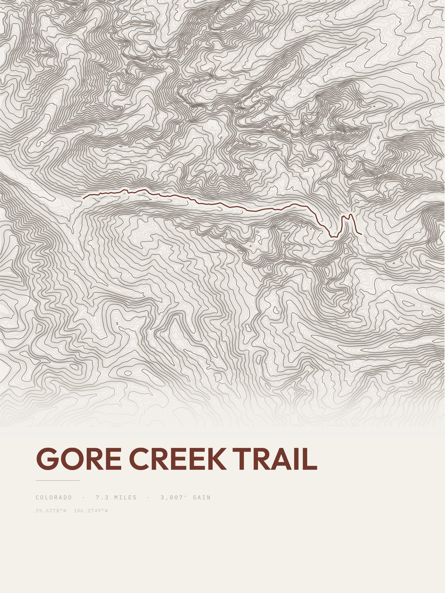 Gore Creek Trail Topographic print