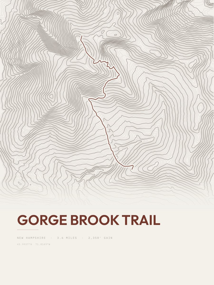 Gorge Brook Trail topographic trail print