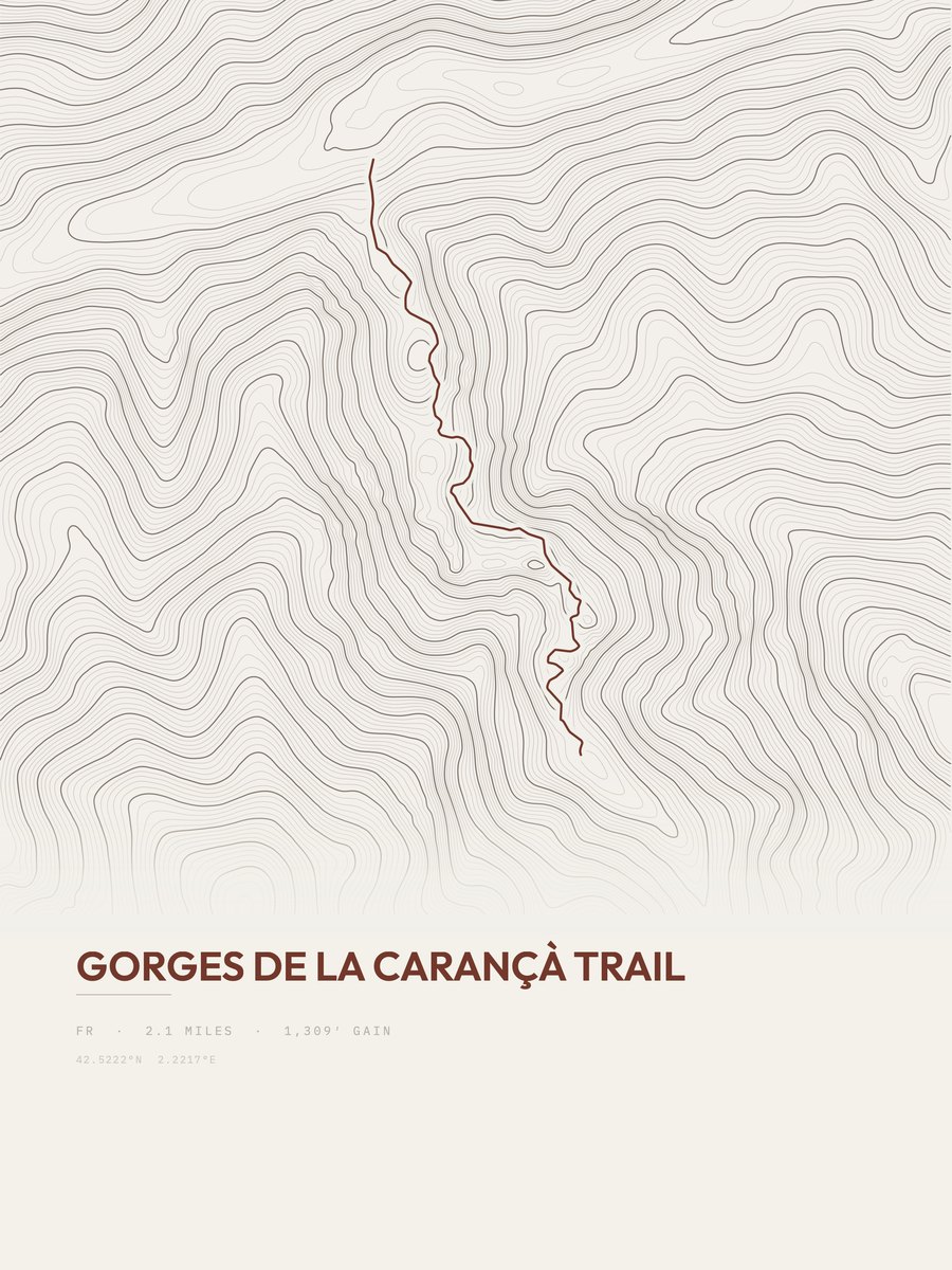 Gorges de la Carançà Trail topographic trail print