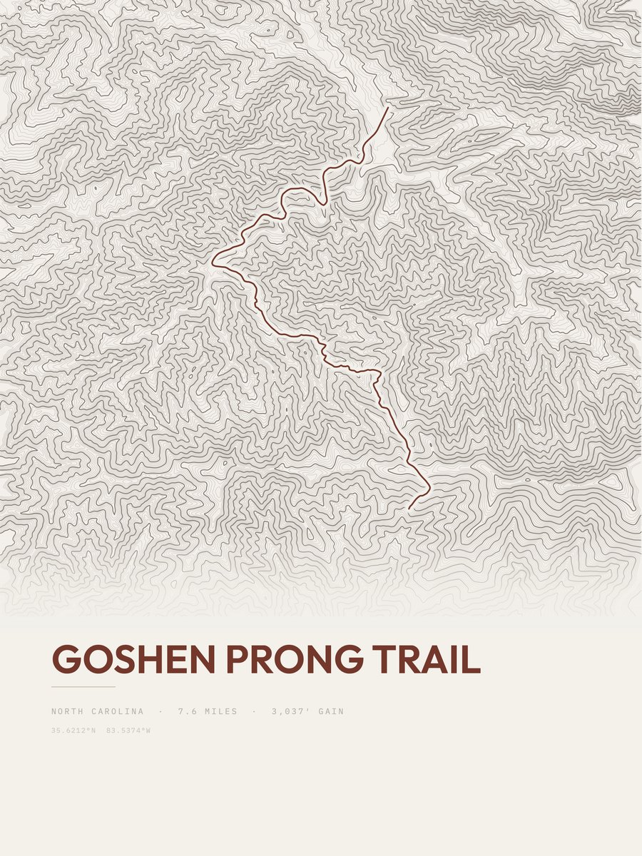 Goshen Prong Trail Topographic print
