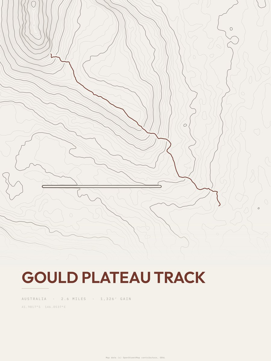 Gould Plateau Track topographic trail print