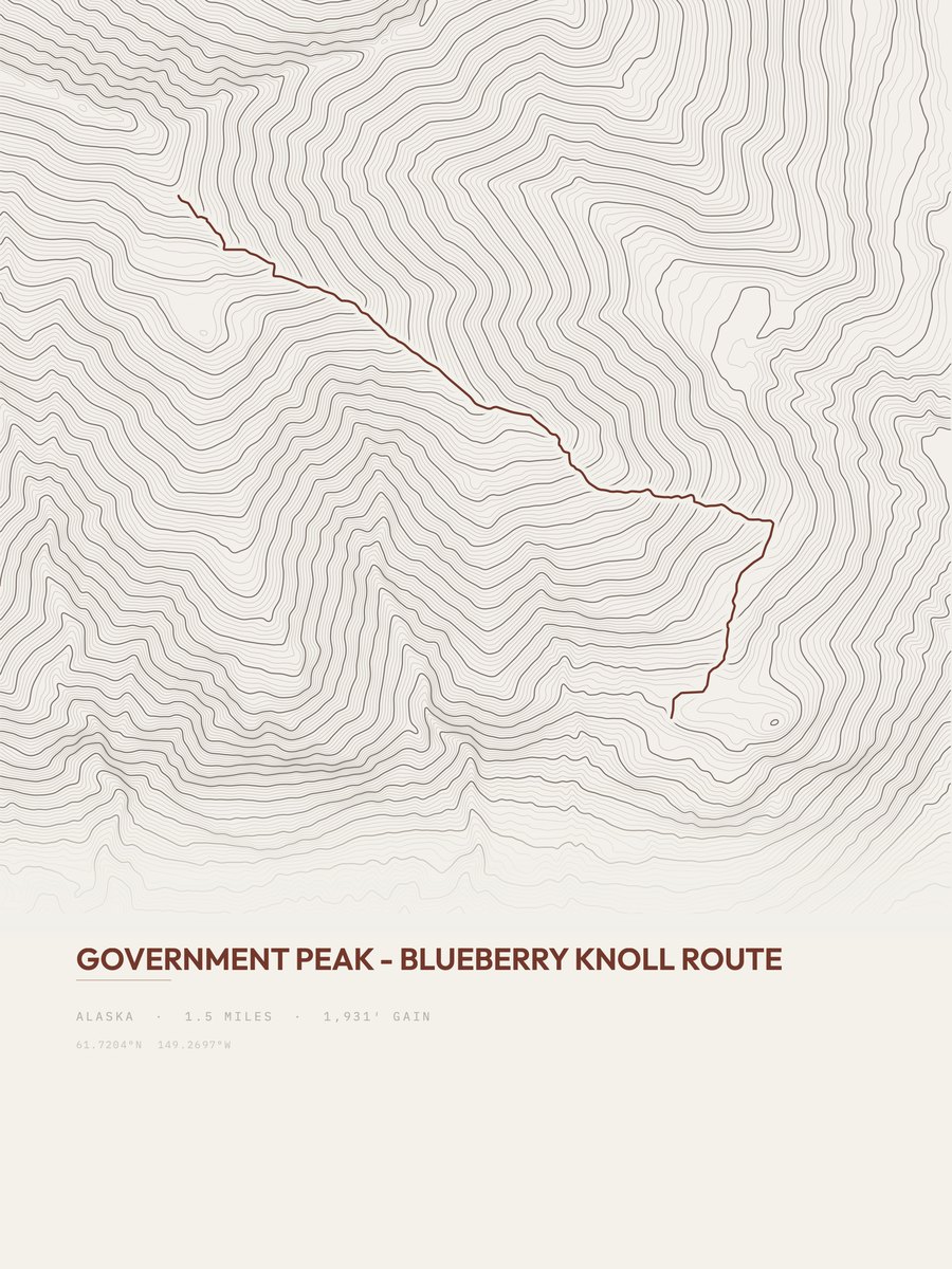Government Peak Topographic print