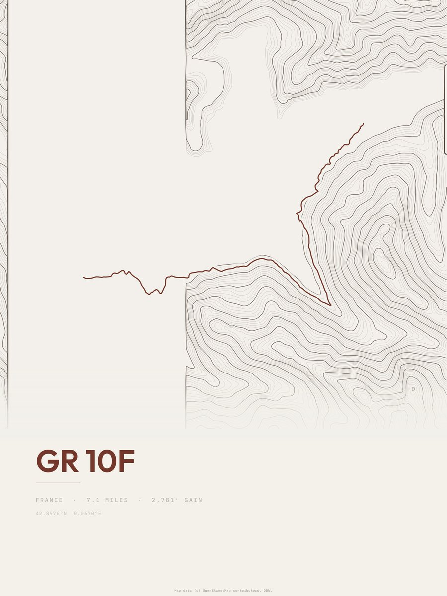 GR 10F topographic trail print