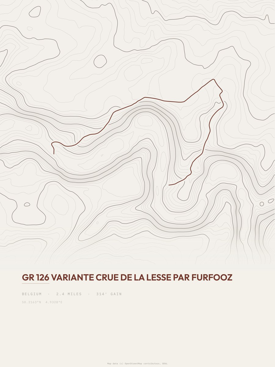 GR 126 topographic trail print