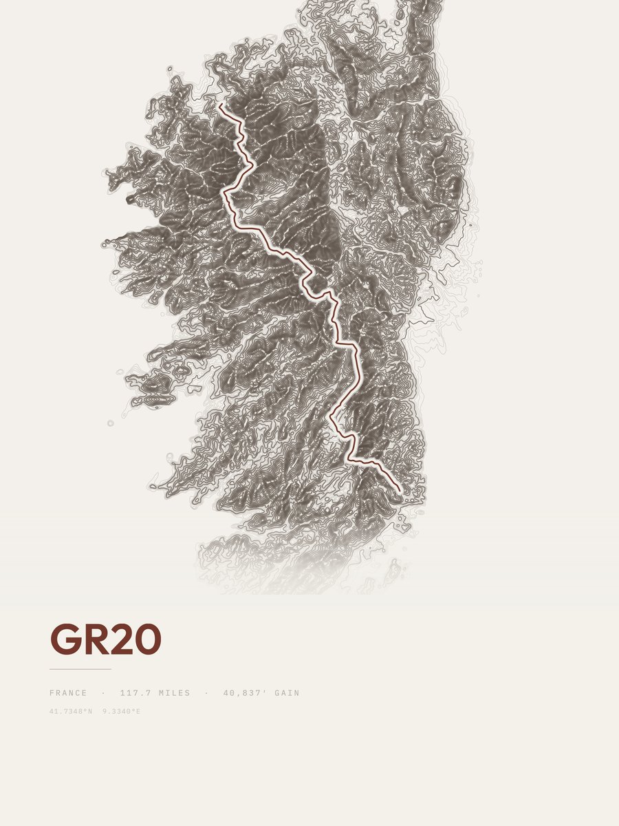 GR20 Topographic print