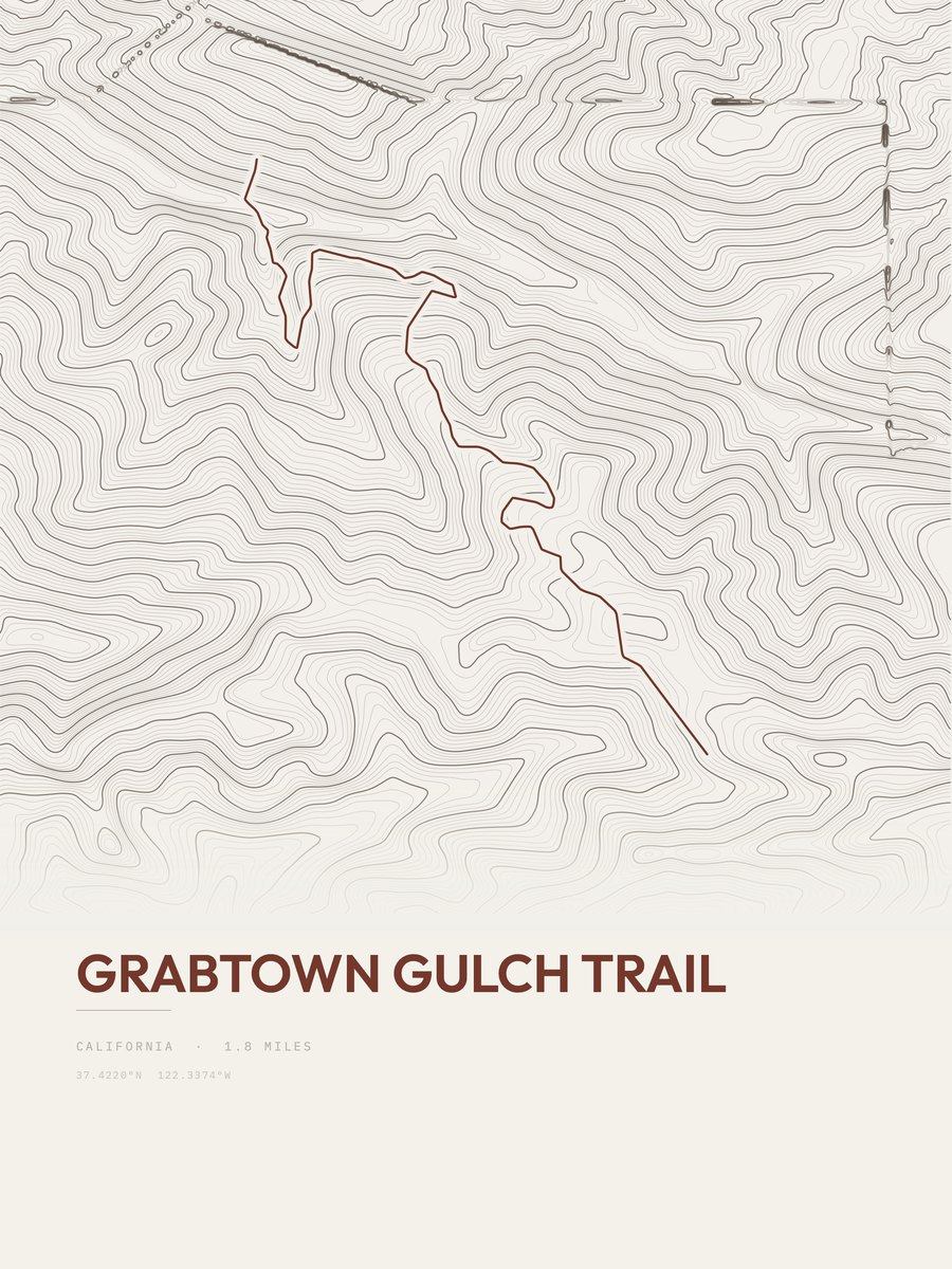 Grabtown Gulch Trail Topographic print