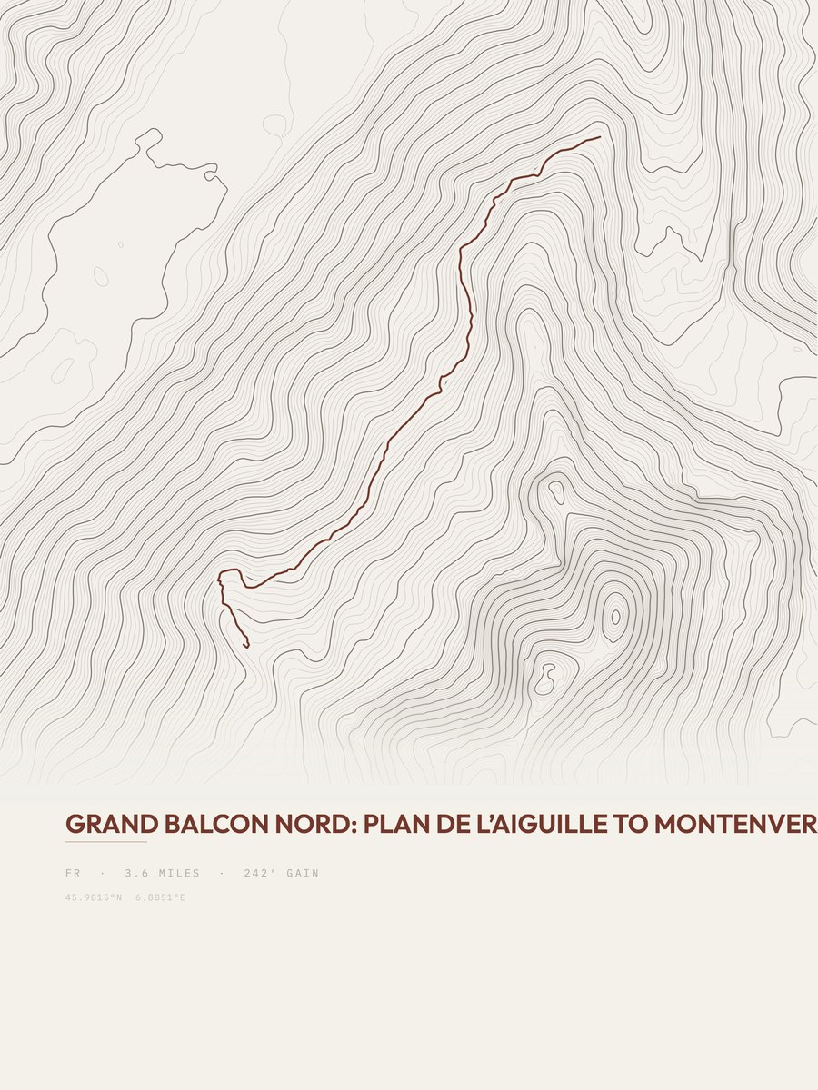 Grand Balcon Nord topographic trail print