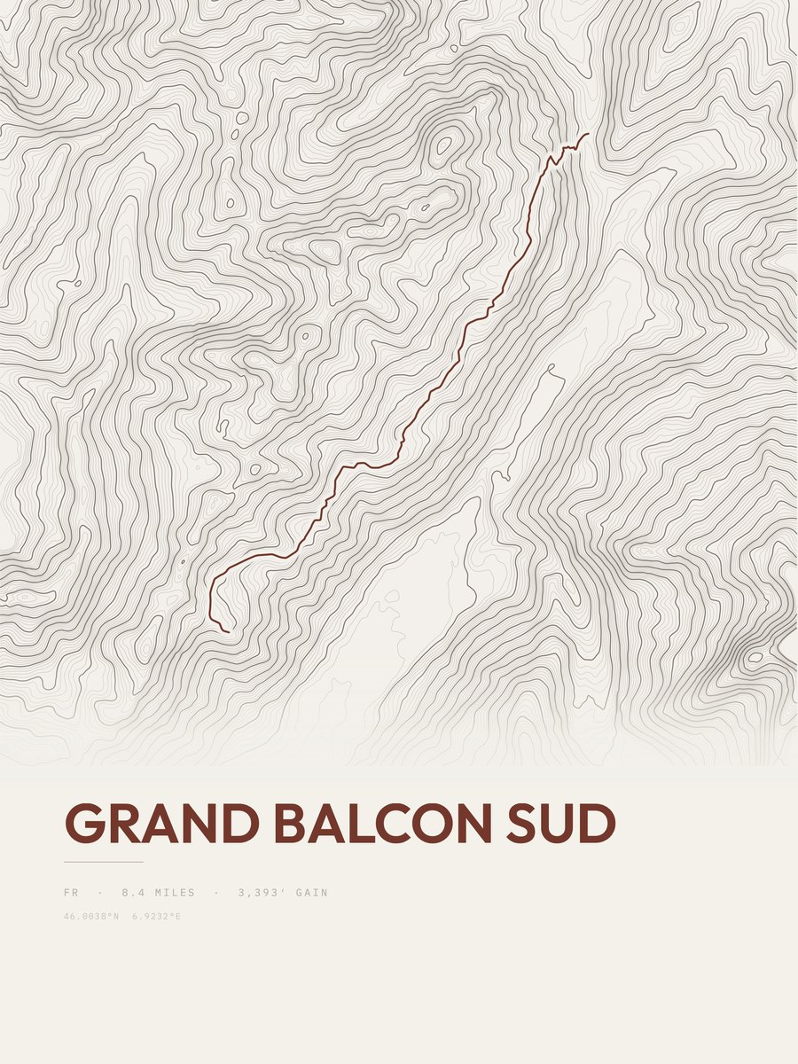 Grand Balcon Sud topographic trail print