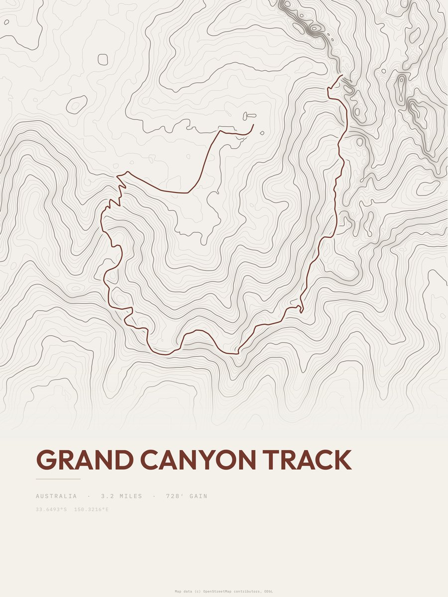 Grand Canyon Track Topographic print
