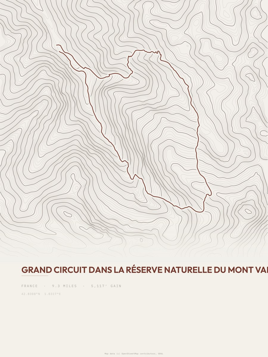 Réserve Naturelle du Mont Valier topographic trail print