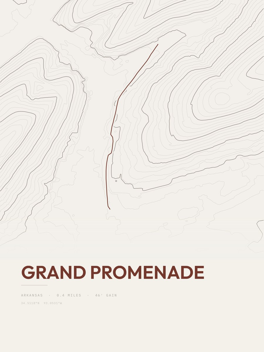 Grand Promenade topographic trail print
