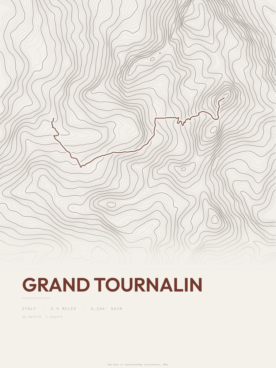 Grand Tournalin topographic trail print