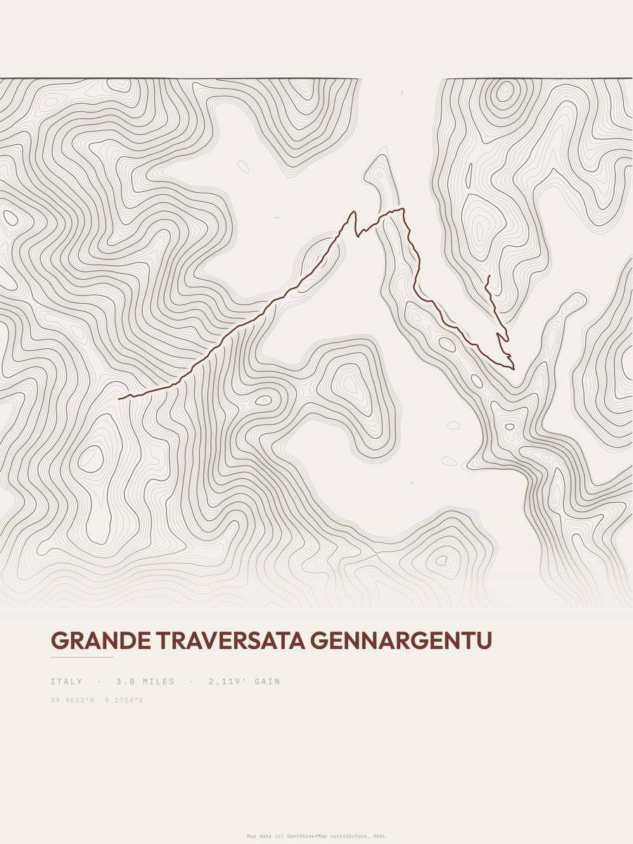 Grande Traversata Gennargentu Topographic print