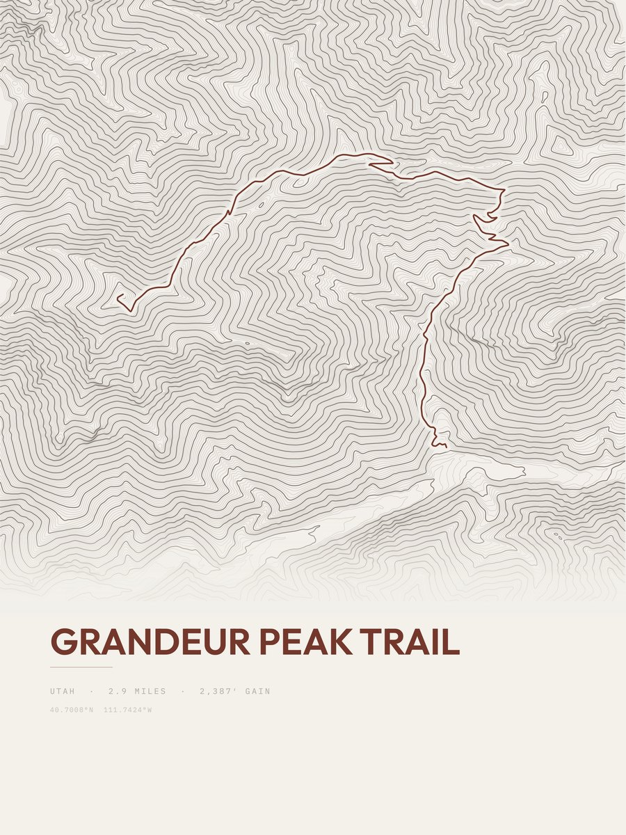 Grandeur Peak Trail Topographic print