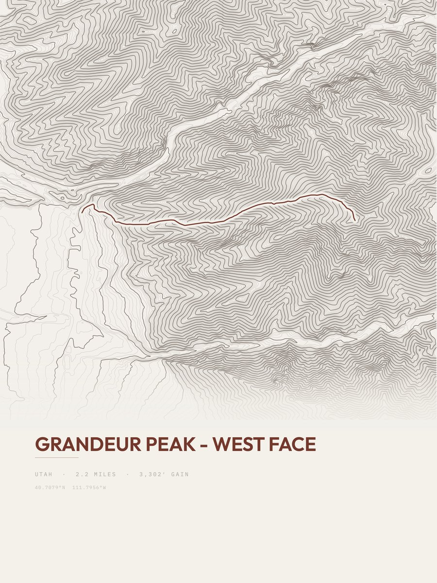 Grandeur Peak - West Face Topographic print