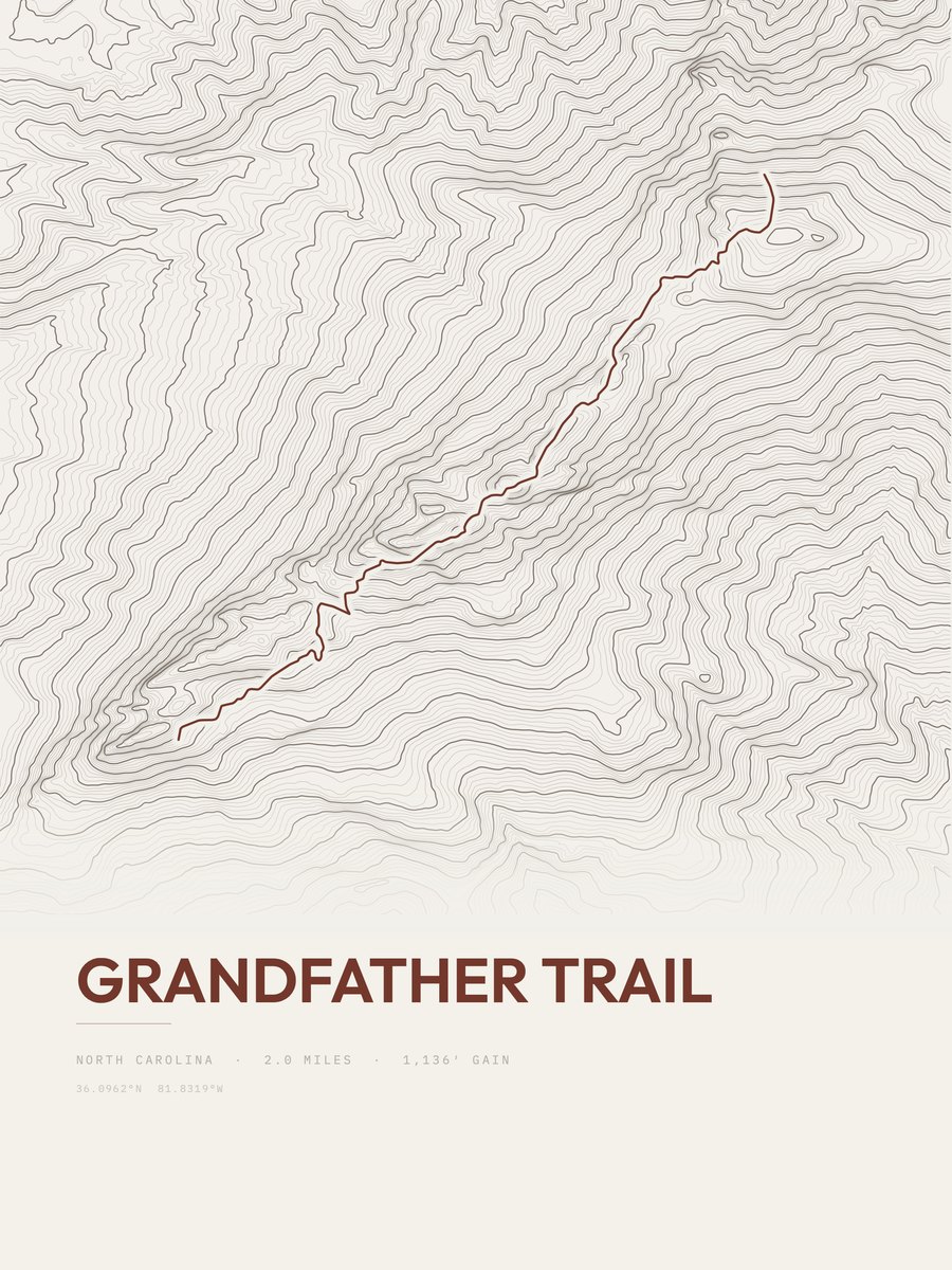 Grandfather Trail topographic trail print
