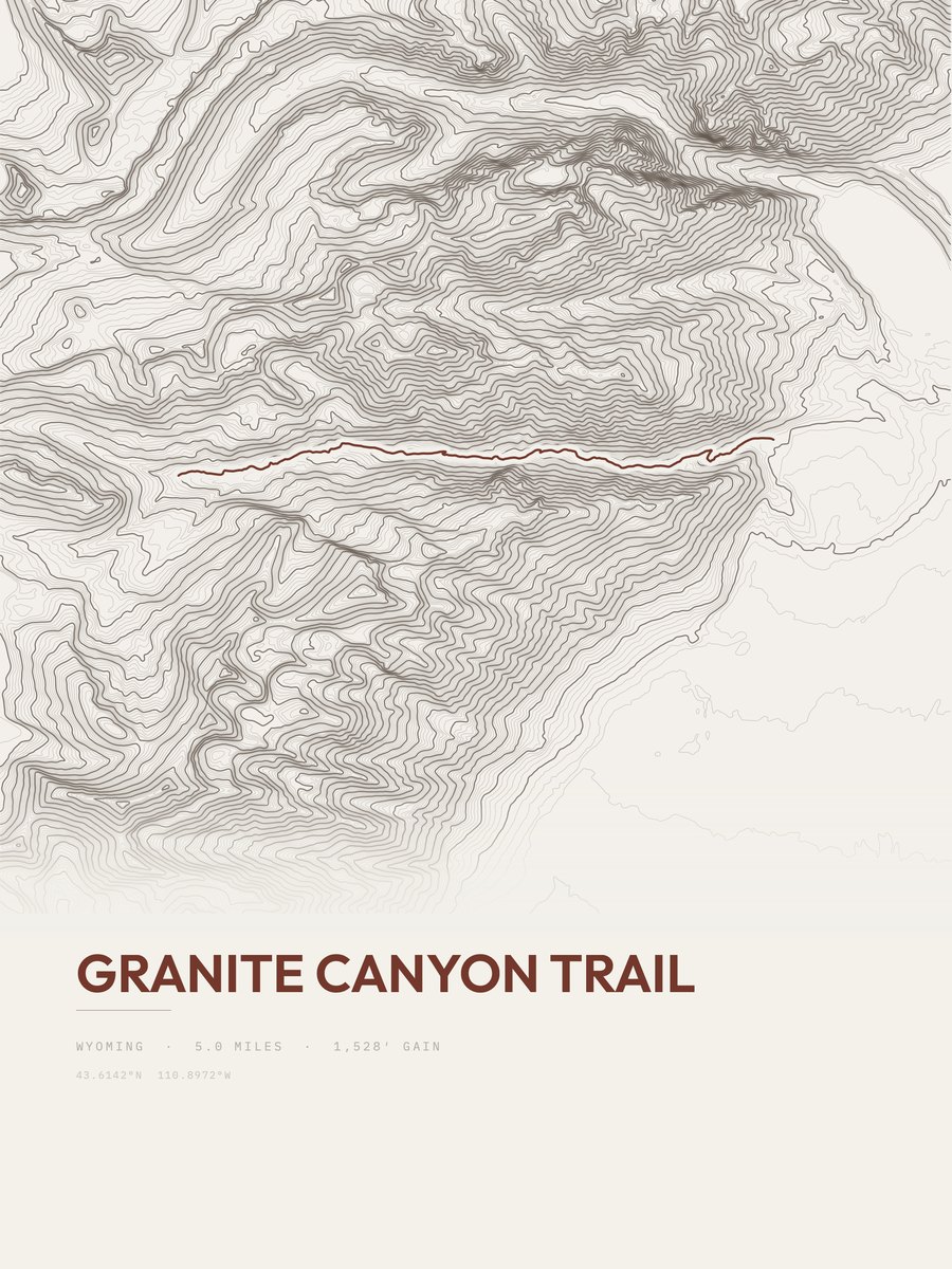 Granite Canyon Trail topographic trail print