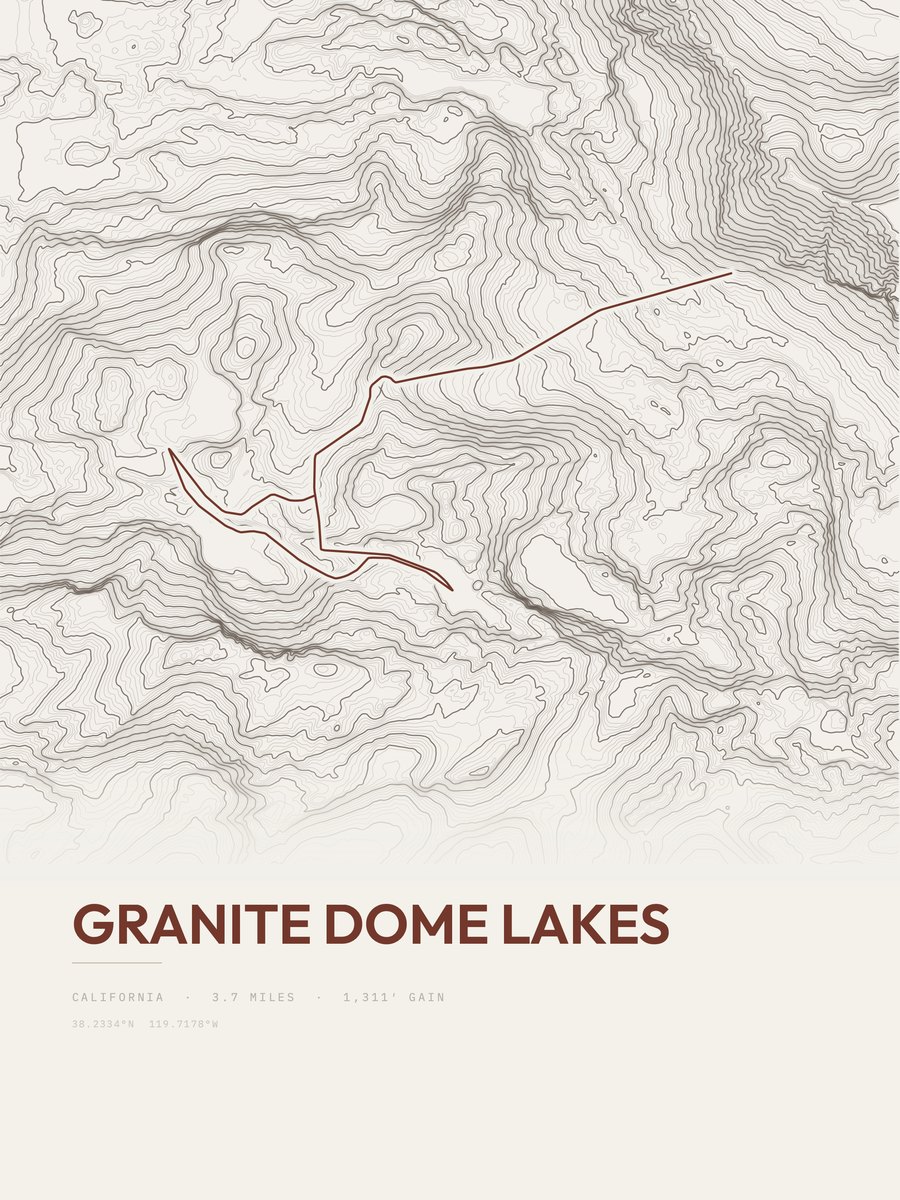 Granite Dome Lakes topographic trail print