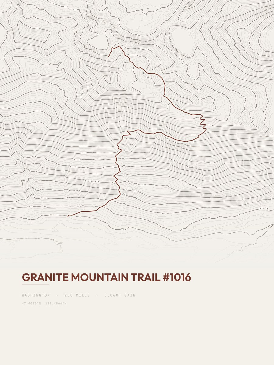 Granite Mountain Trail Topographic print