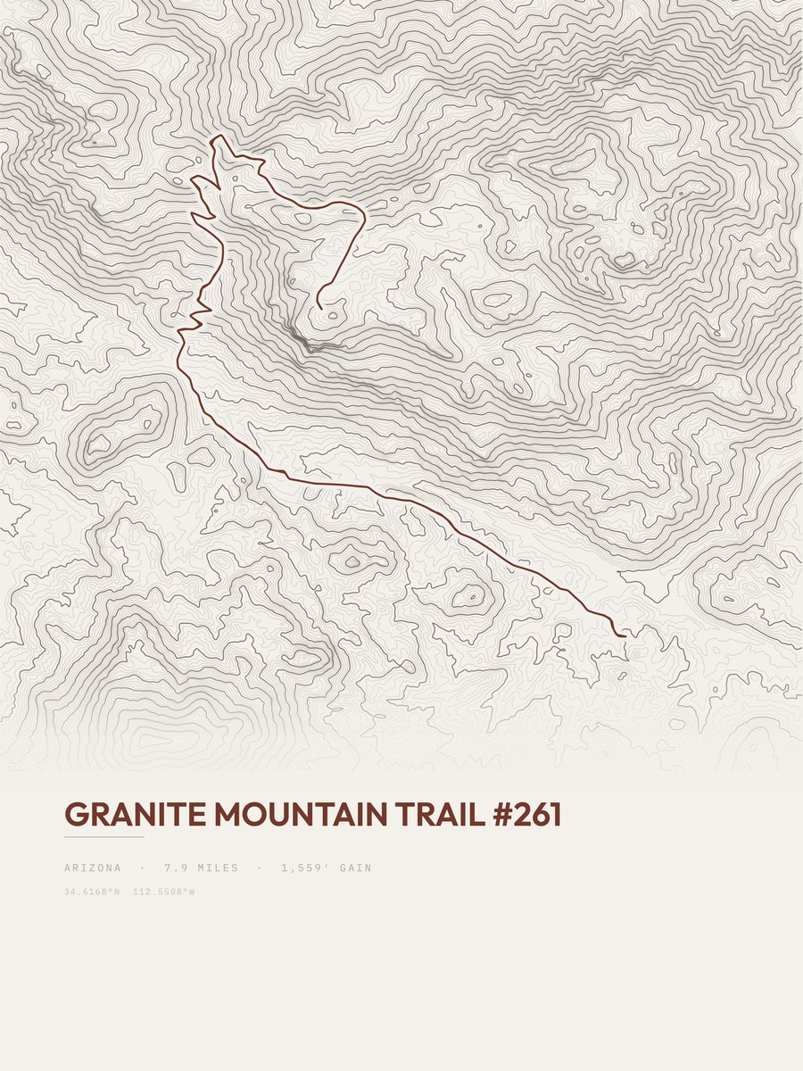 Granite Mountain Trail Topographic print