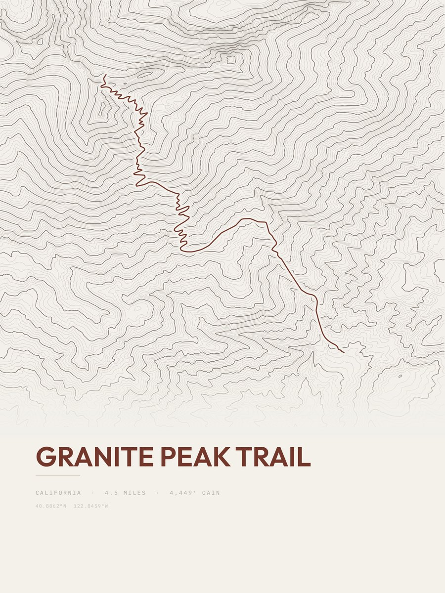 Granite Peak Trail Topographic print