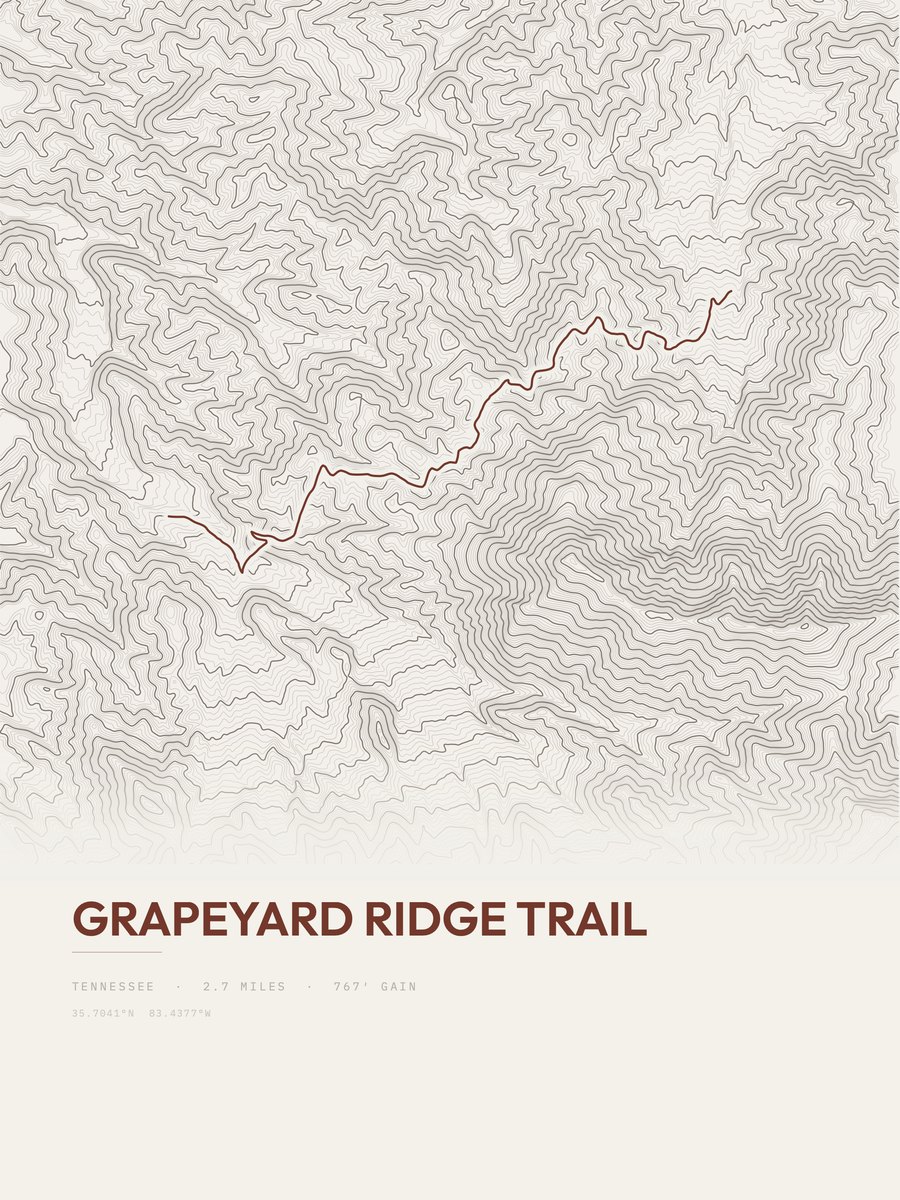 Grapeyard Ridge Trail Topographic print