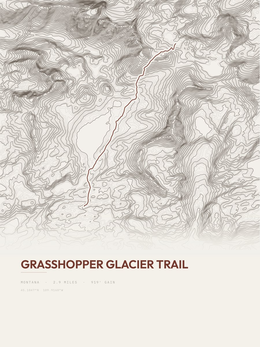 Grasshopper Glacier Trail Topographic print