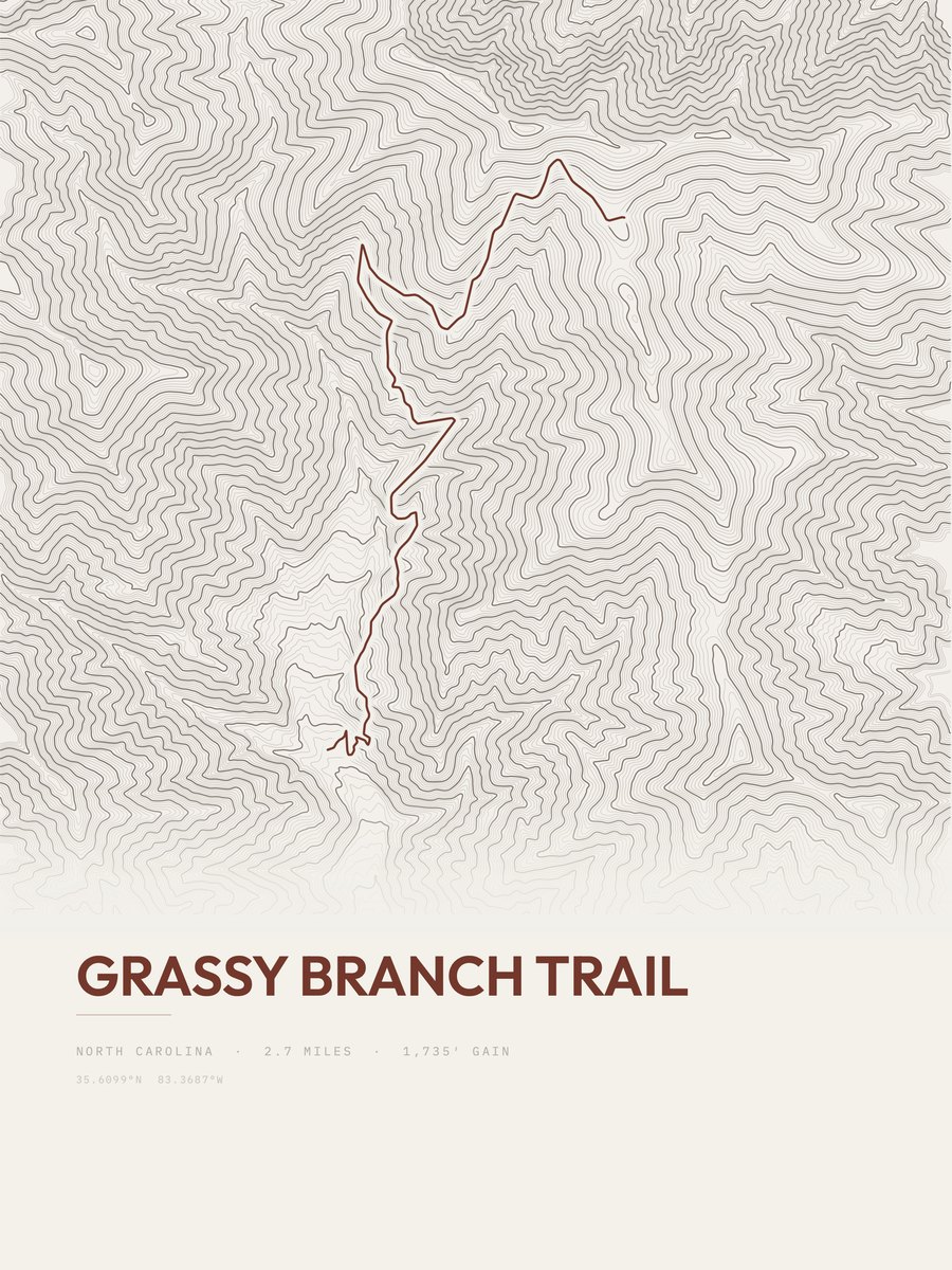 Grassy Branch Trail Topographic print