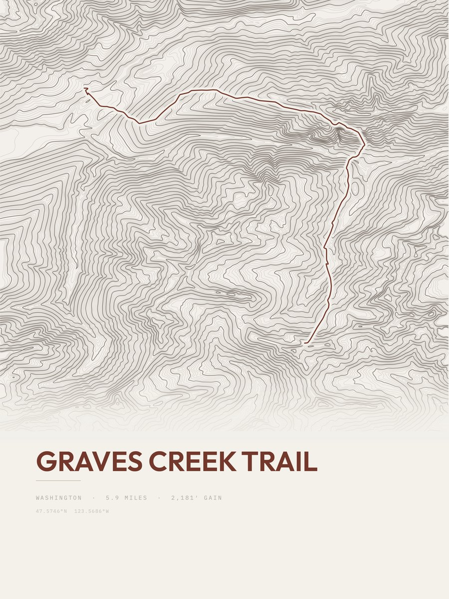 Graves Creek Trail Topographic print
