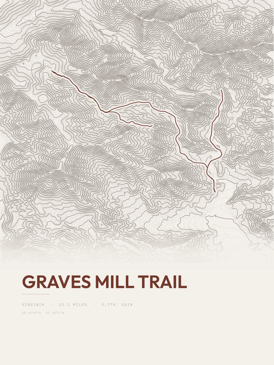 Graves Mill Trail topographic trail print