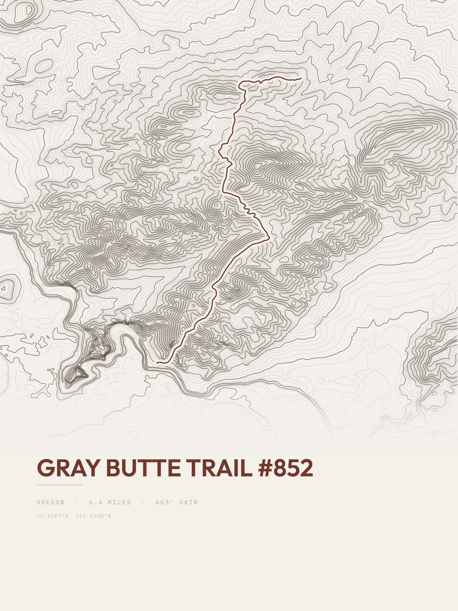 Gray Butte Trail Topographic print