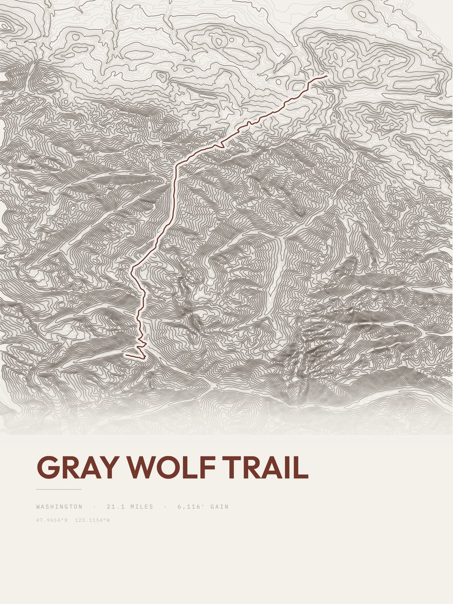 Gray Wolf Trail topographic trail print