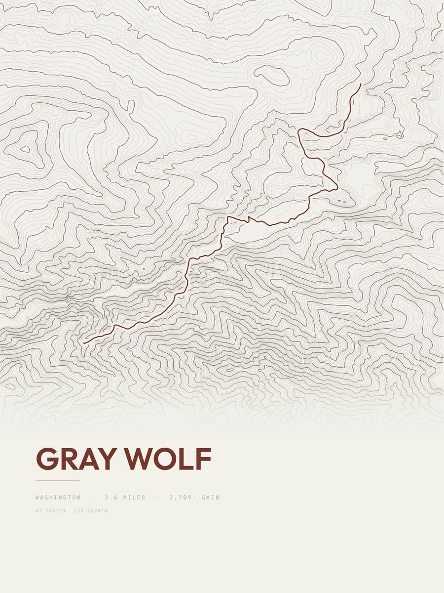 Gray Wolf Topographic print