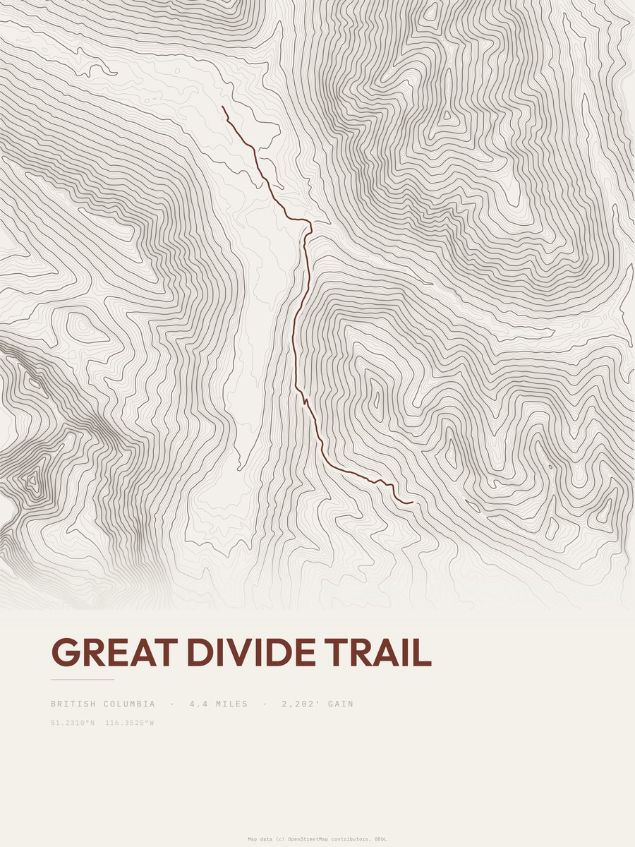 Great Divide Trail Topographic print