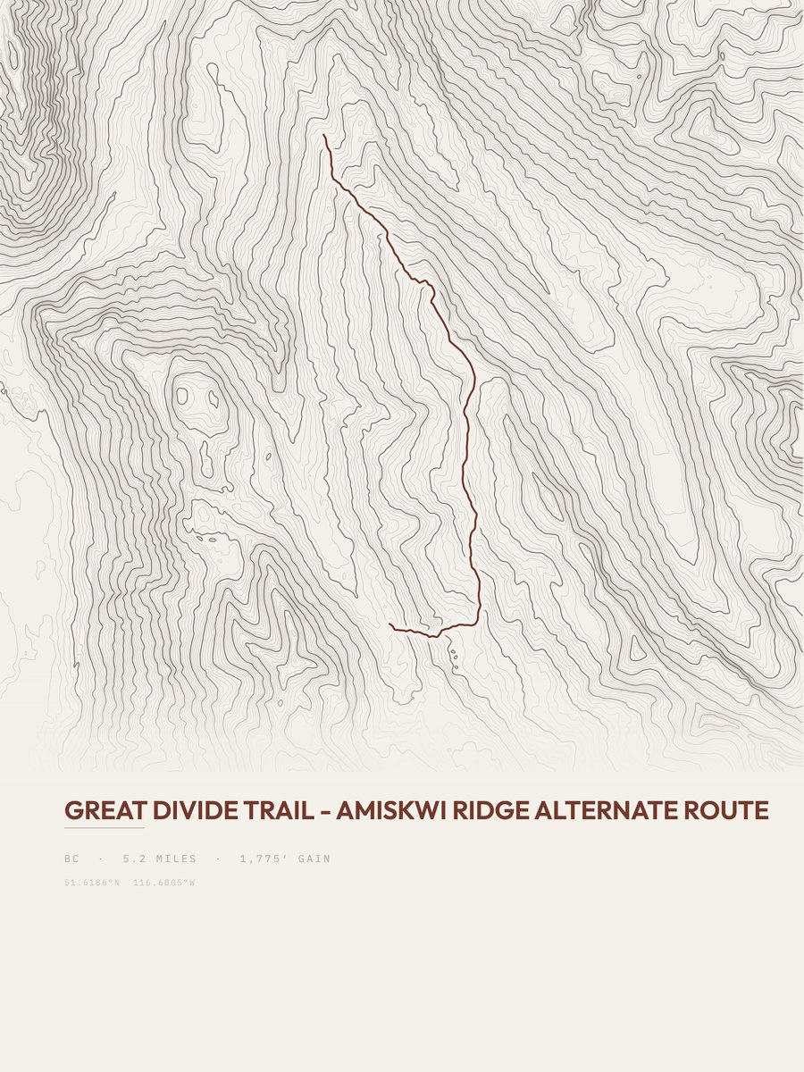 Great Divide Trail topographic trail print