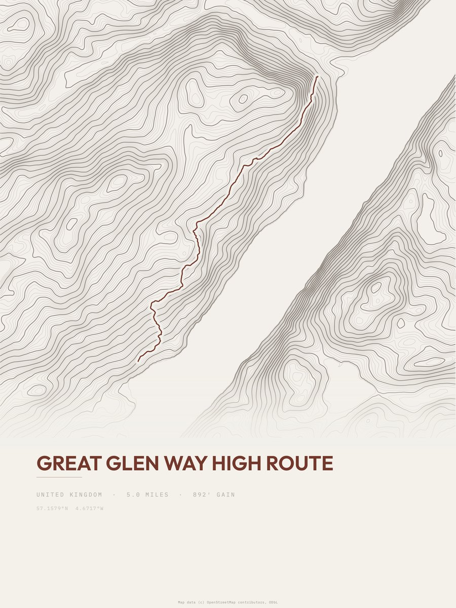 Great Glen Way High Route Topographic print