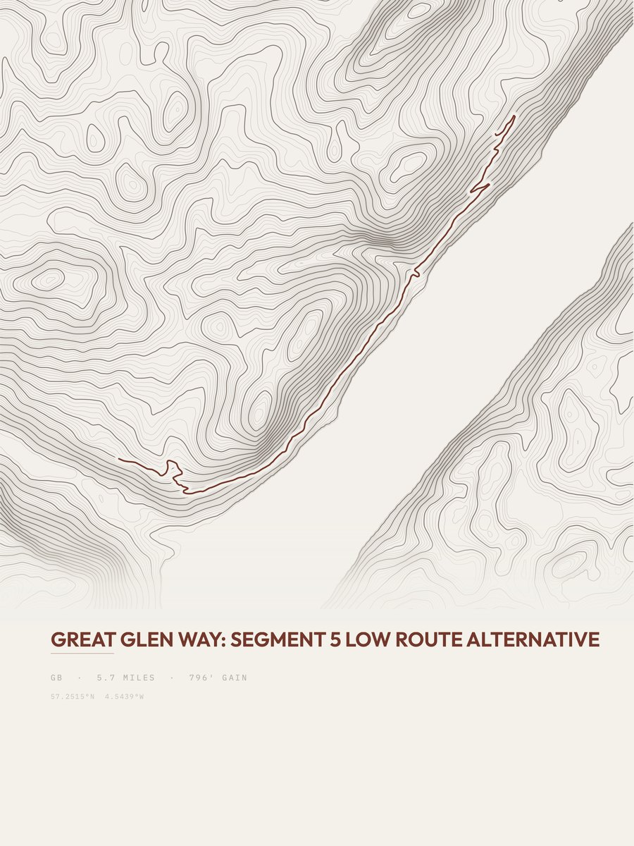 Great Glen Way topographic trail print