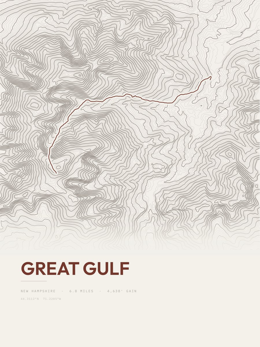Great Gulf topographic trail print