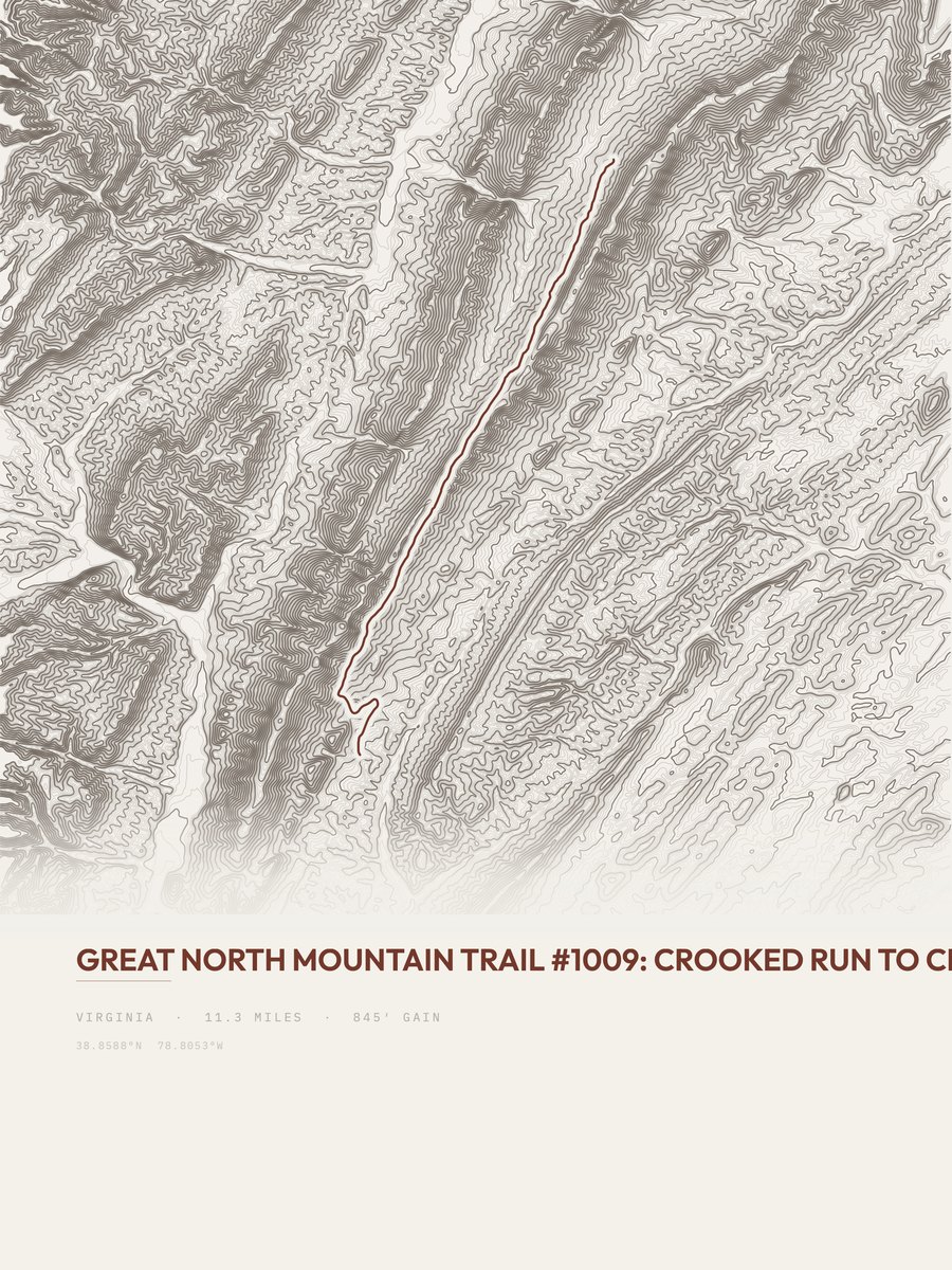 Great North Mountain Trail Topographic print