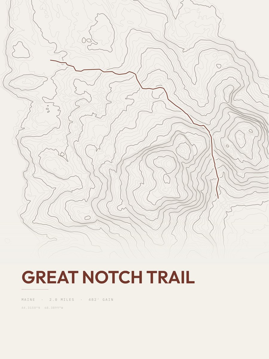 Great Notch Trail Topographic print