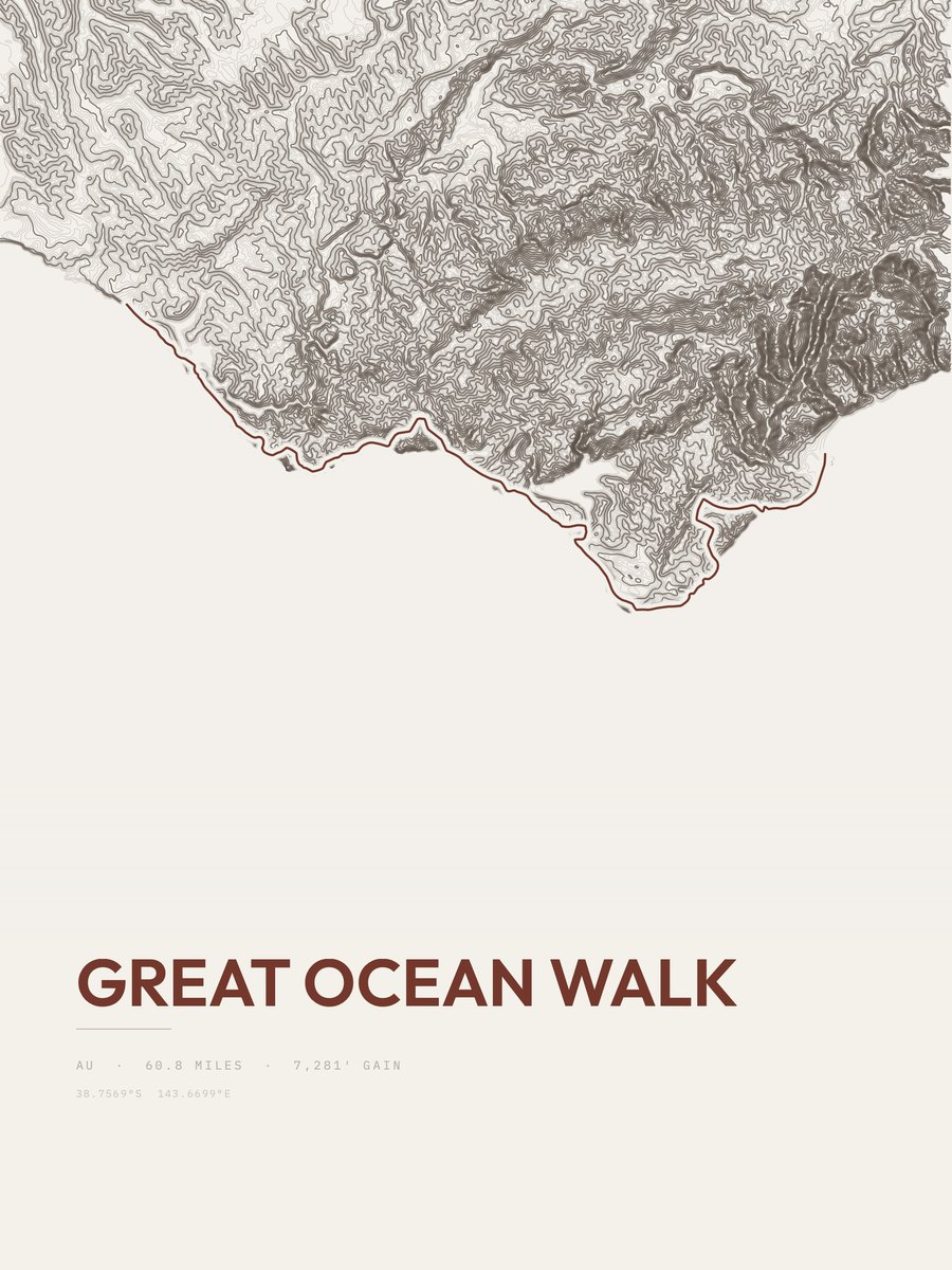 Great Ocean Walk topographic trail print