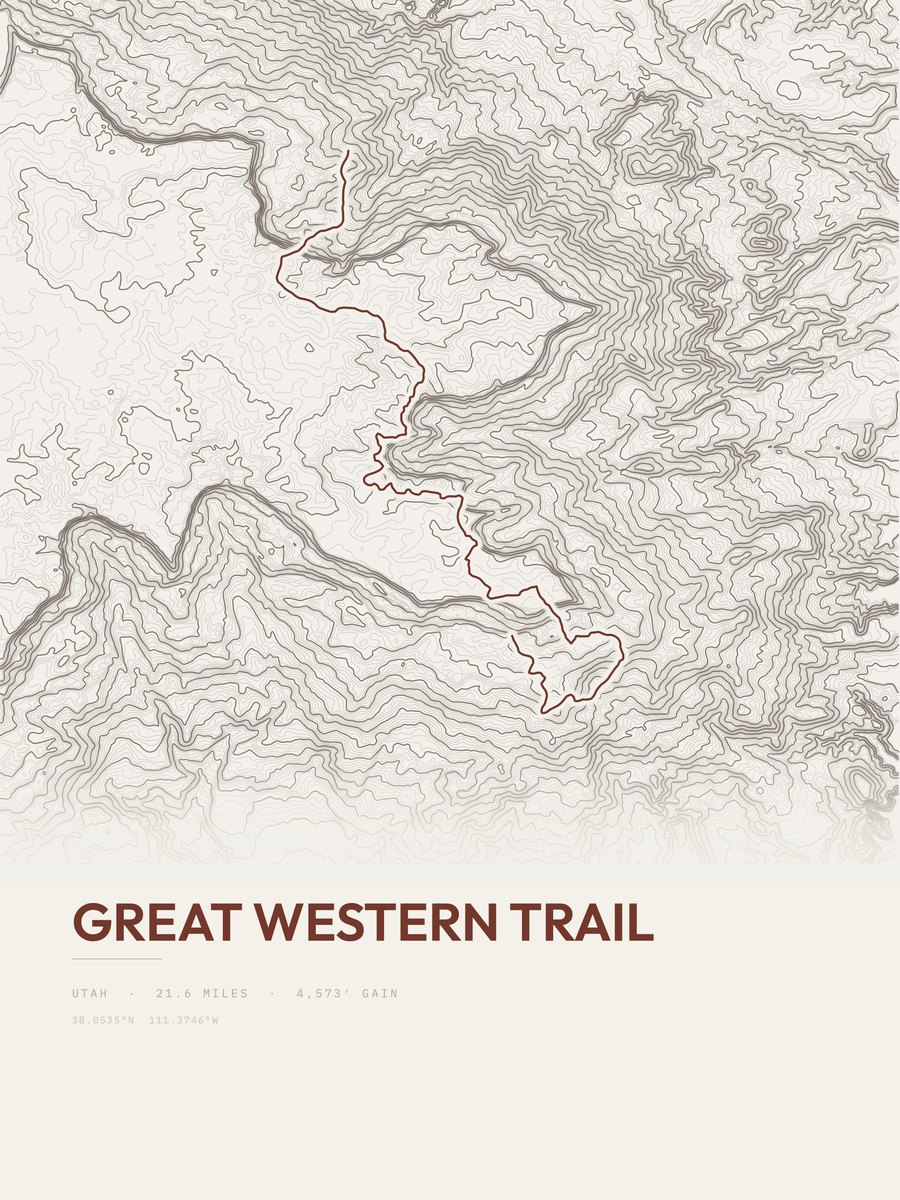Great Western Trail topographic trail print