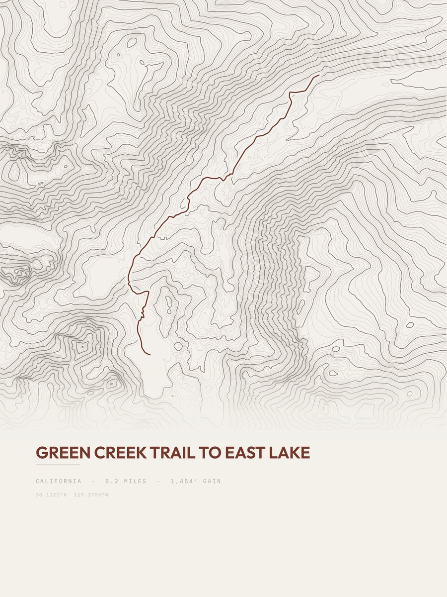 Green Creek Trail to East lake Topographic print