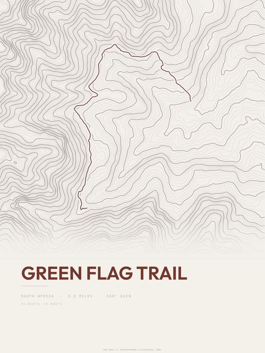 Green Flag Trail topographic trail print